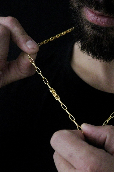 Corrente Meia Cana 4mm Fecho Bomba 17,2g(70cm) - Banhada A Ouro 18k