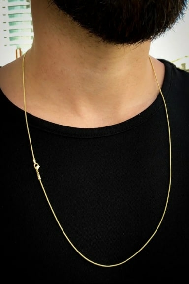 Corrente Rabo De Rato 1,5mm Com Fecho Lagosta 3,0g(60cm) - Banhado A Ouro 18k