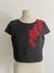 Blusa de satén negra con aplique de encaje Talle M/L en internet