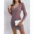 Mia Muse Vestidos femininos outono casual encaixe fino liso manga comprida decot na internet