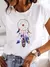 Camiseta feminina de manga curta explosiva inseto borboleta libélula impressão - bazar online