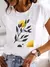 Camiseta feminina de manga curta explosiva inseto borboleta libélula impressão na internet