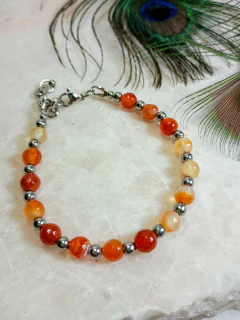 Pulsera Agatas caramelo acero