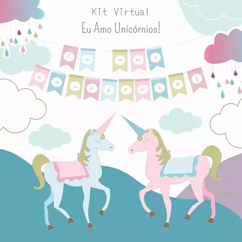 Kit Digital Eu Amo Unicórnios - comprar online