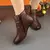 Botas de couro para mulheres, botas de gancho, sapatos retrô, nova moda, outono na internet