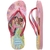 Chinelo infantil Havaianas Slim rosa com estampa das princesas da Disney e tiras finas brilhantes