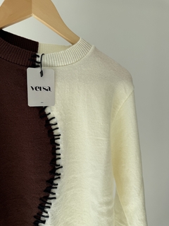 SWEATER MEDIA COSTURA MARRÓN
