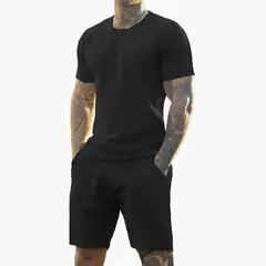 2025 verão novo masculino impresso camiseta de manga curta + shorts terno, roup na internet