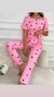 REF. 1561 - PIJAMA FEMININO MANGA CURTA C/ CALÇA DE CORAÇÃO ROSA