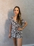 Ref. 1661 - PIJAMA FEMININO BOTÃO SHORTS ANIMAL PRINT PESSEGO
