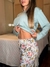 REF. 1709 - PIJAMA MANGA LONGA E CALÇA FLORES