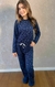 REF. 1669- PIJAMA FEMININO CALÇA E BLUSA MANGA LONGA COM PUNHO ESTRELA MARINHO