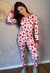 REF. 1656 - PIJAMA BRANCO COM PUNHO CORAÇÃO ACHATADO VERMELHO - comprar online