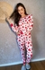 REF. 1656 - PIJAMA BRANCO COM PUNHO CORAÇÃO ACHATADO VERMELHO na internet