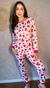 REF. 1656 - PIJAMA BRANCO COM PUNHO CORAÇÃO ACHATADO VERMELHO - comprar online