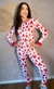 REF. 1656 - PIJAMA BRANCO COM PUNHO CORAÇÃO ACHATADO VERMELHO - Alecrim Pijamas