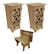 Kti Mdf Provençal Festa 2 Cubos 40X40X80 Cm+Banco Praça 15Mm