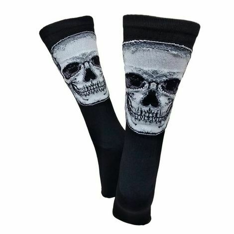 Meia Cano Alto Caveira Preta em Poliamida
