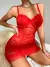 Conjunto Lingerie Camisola Vestido Transparente Renda de Contraste com Babado Al na internet