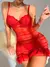 Conjunto Lingerie Camisola Vestido Transparente Renda de Contraste com Babado Al - magazine digital