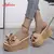 Aphixta 9cm saltos slides sapatos femininos mulher chinelos chinelos cunha sapat na internet