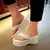 Chinelos femininos de verão, salto alto, branco, coreano Slope Flip Flops, plat na internet