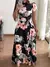 Vestidos finos femininos casuais manga longa em torno do pescoço flor impresso - comprar online