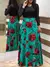 estilo europeu e americano flor impressão cor combinando vestido de manga - loja online