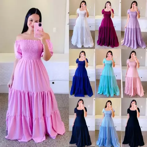 novas roupas femininas transfronteiriças fora do ombro vestido longo sem