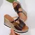 Plataforma grossa cunha saltos leopardo reivindicados femininos sexy peep toe es - loja online