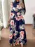 Vestidos finos femininos casuais manga longa em torno do pescoço flor impresso