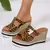 Imagem do Plataforma grossa cunha saltos leopardo reivindicados femininos sexy peep toe es