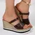 Plataforma grossa cunha saltos leopardo reivindicados femininos sexy peep toe es na internet