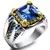 Novo azul verdadeiro prata 925 prata esterlina quadrado anel masculino com facet - comprar online