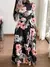 Vestidos finos femininos casuais manga longa em torno do pescoço flor impresso