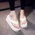 Chinelos femininos de verão, salto alto, branco, coreano Slope Flip Flops, plat