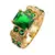 Anel de cristal verde da moda charme cor dourada anel de casamento feminino luxo
