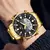 Imagem do relógio masculinos de pulso de marca de luxo, dourado, com pulseira de aço inoxidável
