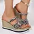 Plataforma grossa cunha saltos leopardo reivindicados femininos sexy peep toe es na internet