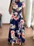 Vestidos finos femininos casuais manga longa em torno do pescoço flor impresso