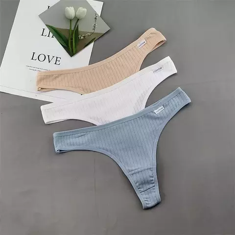 3 pçs algodão tanga feminina pacote calcinha feminina