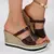 Plataforma grossa cunha saltos leopardo reivindicados femininos sexy peep toe es - comprar online