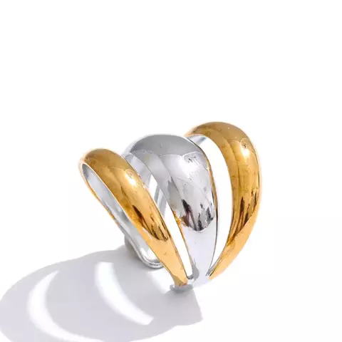 Yhpup Arrivals Anel aberto oco em camadas de aço inoxidável brilhante para mul