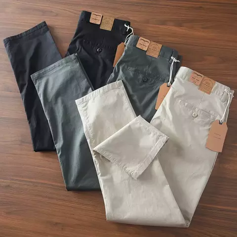 Calça casual chino, reta, 97% algodão fino, micro elasticidade. Grif Domo - comprar online