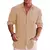 Camisa de manga longa de linho e algodão, Camisa outono casual elegante cor sólida - loja online