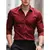 Camisa social de negócios, cor sólida, manga comprida, tecido elástico - comprar online