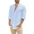 Camisas masculinas de linho e algodão de manga comprida, monocromáticas, gola alta, abotoa frontal - loja online