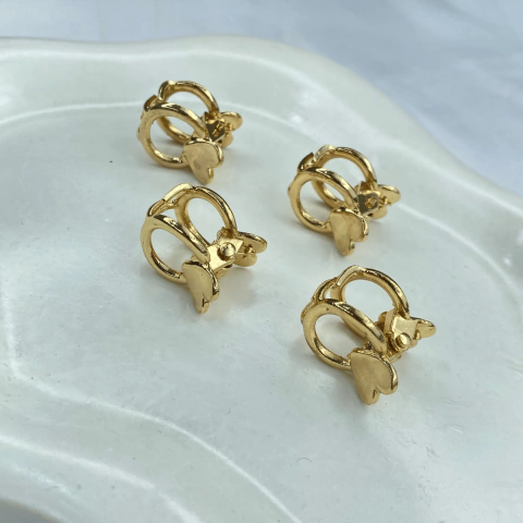 Conjunto Presilha de Metal Coração Círculo - Val Acessorios