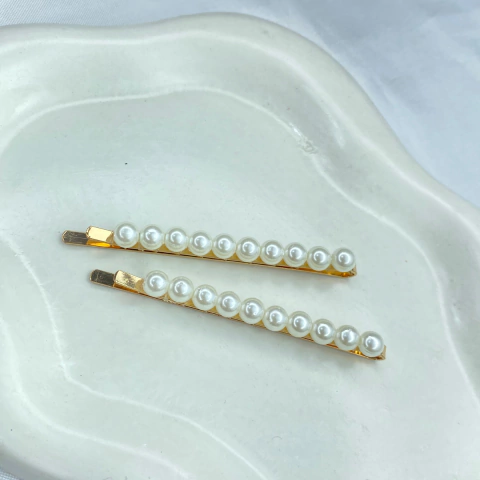 Conjunto Grampo de Metal Pérolas - Val Acessorios