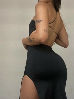 Vestido de Festa Feminino Longo Justo Elegante com Fenda e Recorte na internet